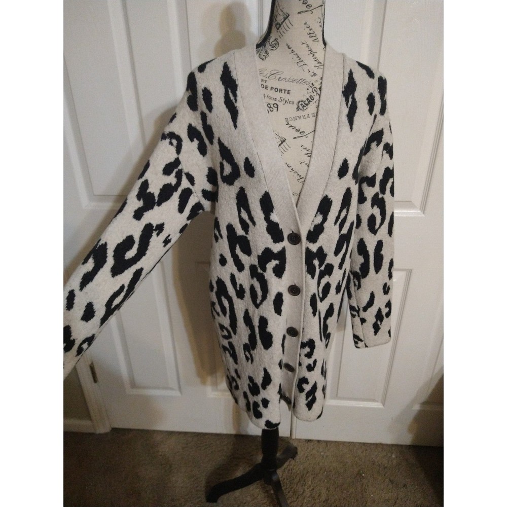 Something Navy leopard print button-up sweater ca… - image 4